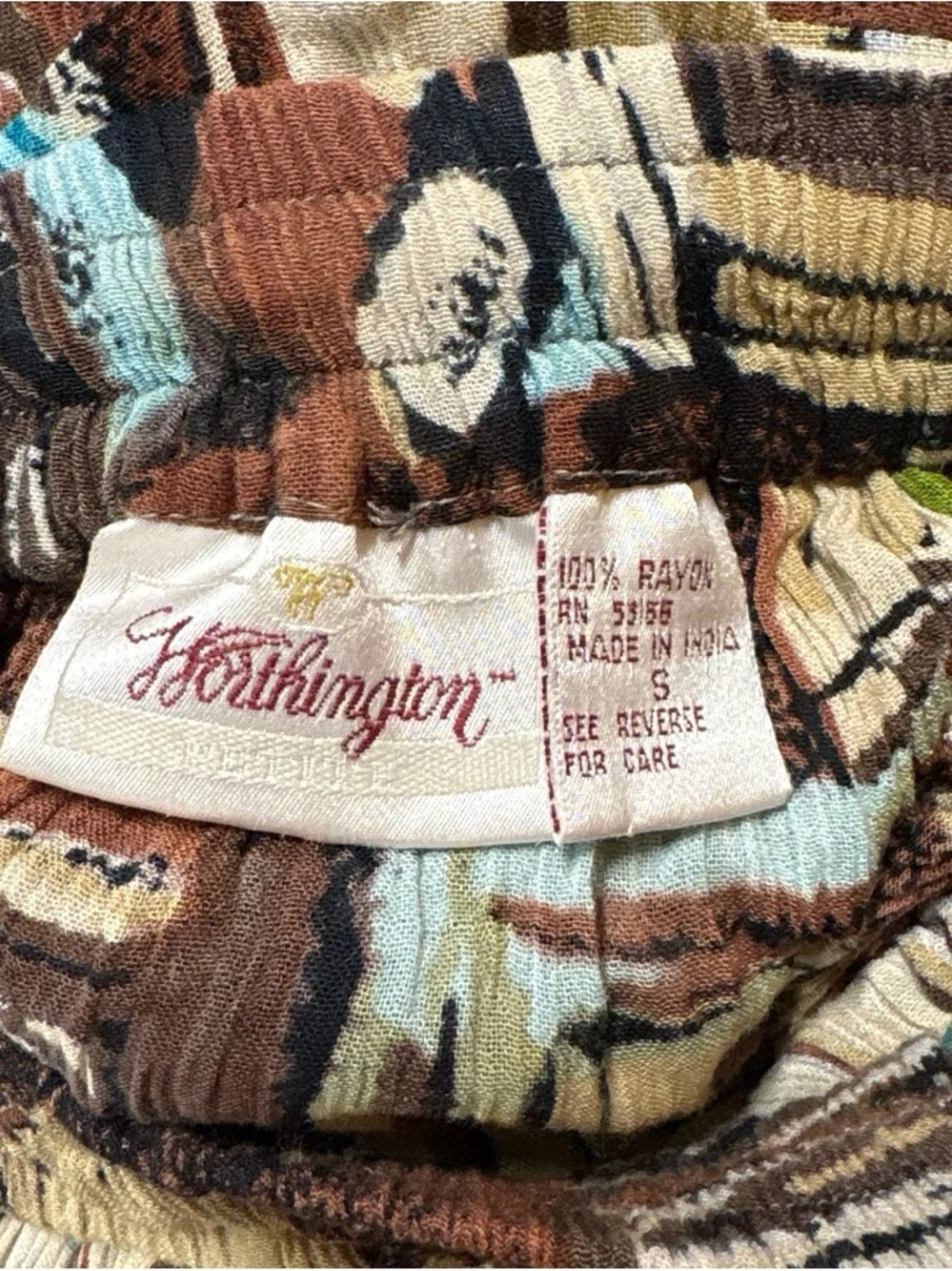 Worthington Vintage Bohemian Printed Tiered Maxi Skirt - Brown & Teal